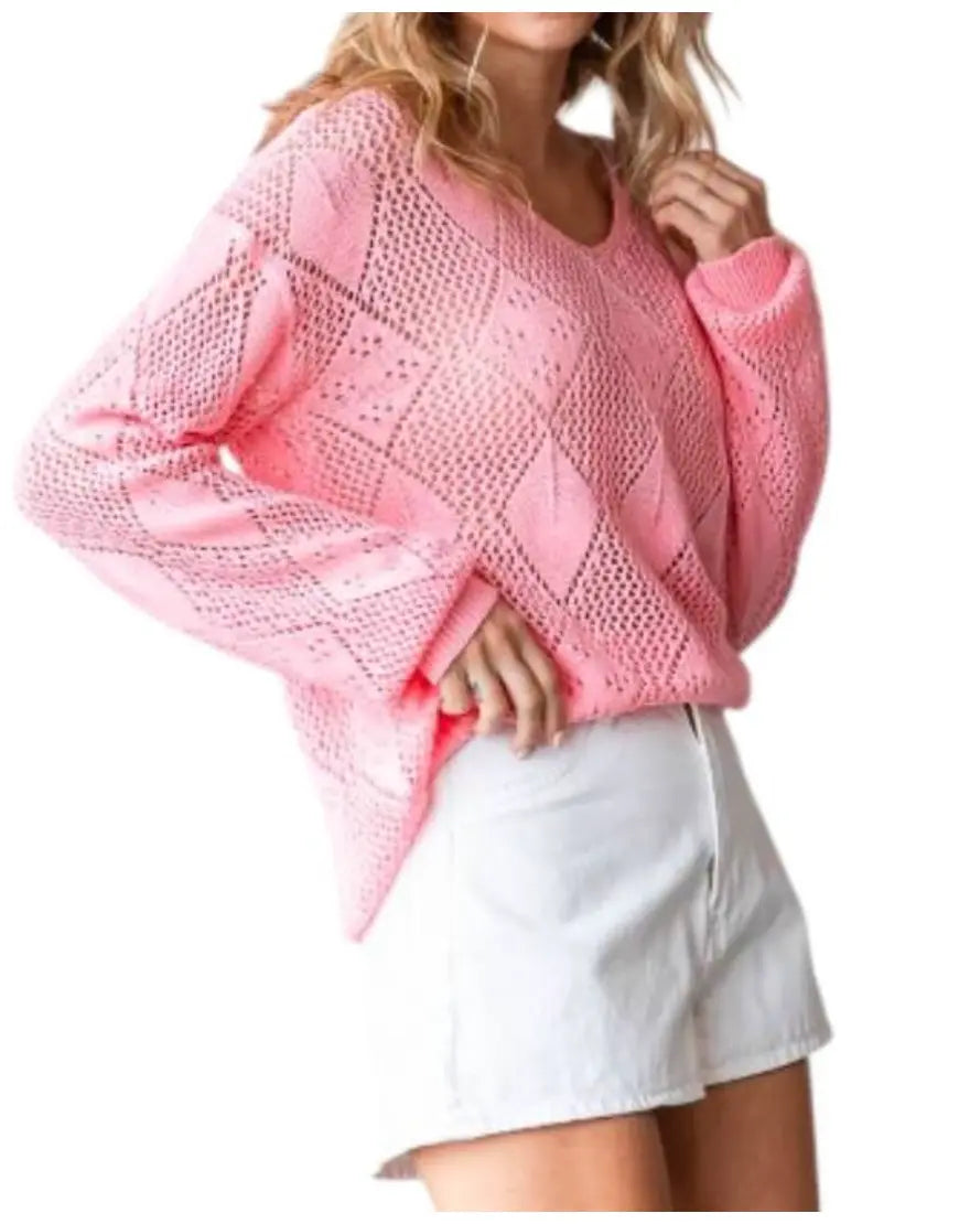 Baylen Out Loud S03 Baylen Dupree Pink Diamond Knit Sweater WorthVee