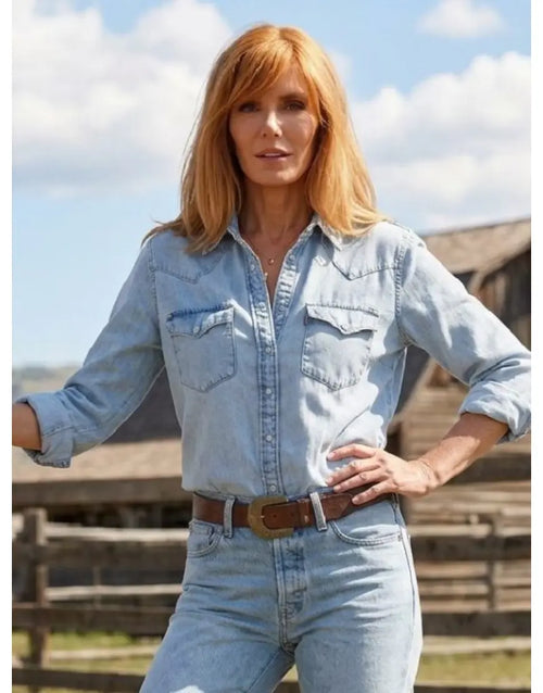 Beth Dutton Dutton Ranch S01 Blue Denim Western Shirt WorthVee